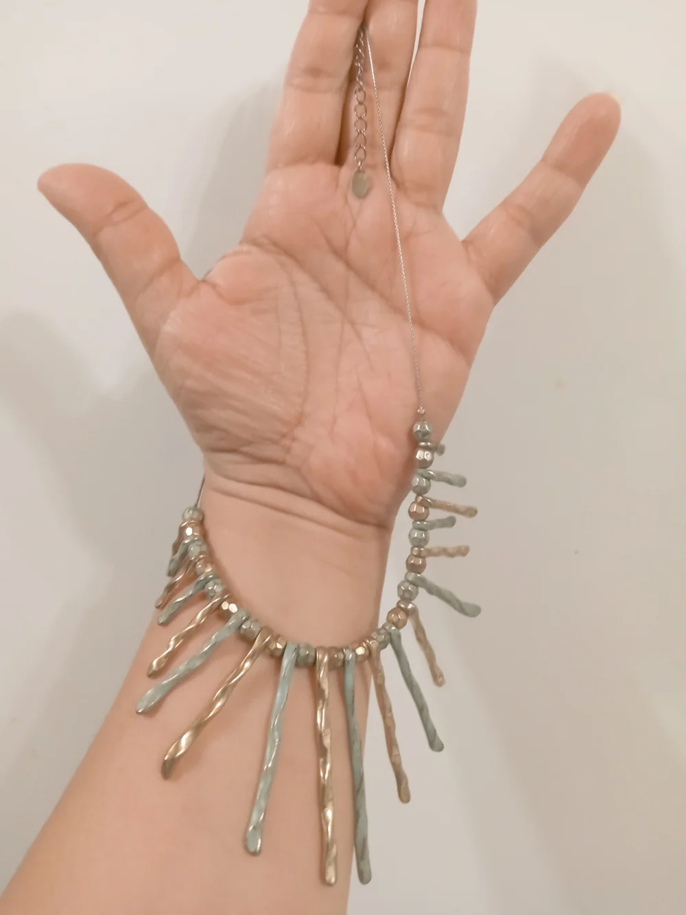 Vintage Spike Gold And Green Tone Necklace